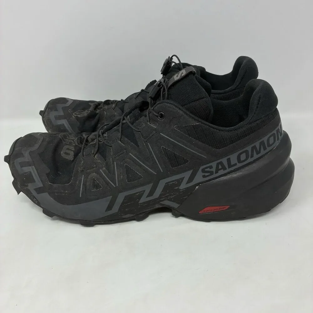 Salomon Speedcross 6 Black Phantom Mens Size 9.5 Trail Running Shoes Sneakers